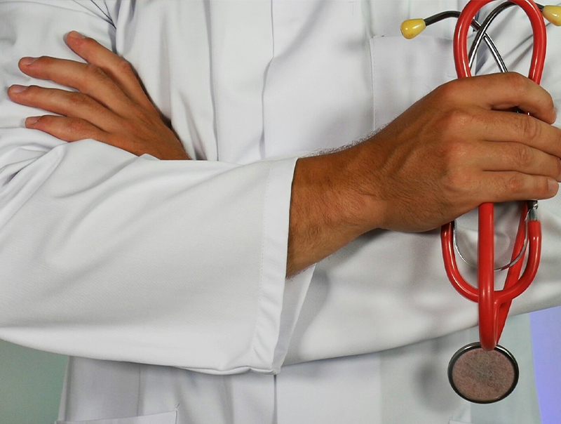 closeup of doctor with stethoscope